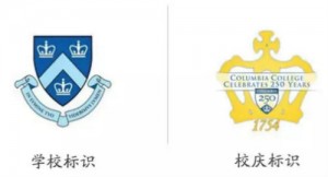 哥倫比亞大學校徽與250周年校慶時的標識